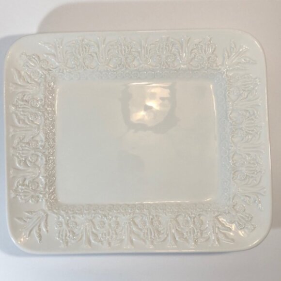 Classic White Embossed Square Serving Platter - Picture 12 of 15